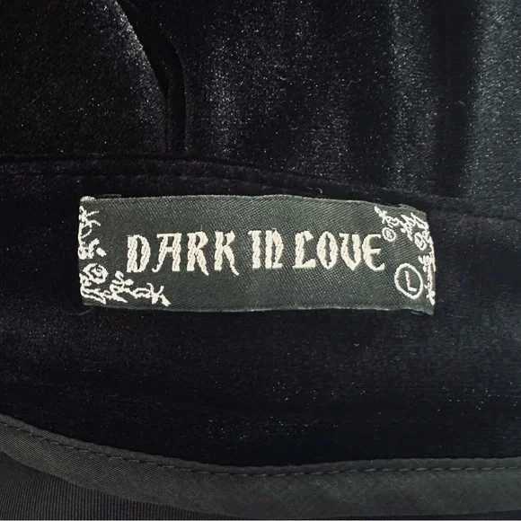 Dark In Love Black Velvet Gothic Mermaid Maxi Skirt with Lace Appliqué - Picture 7 of 9